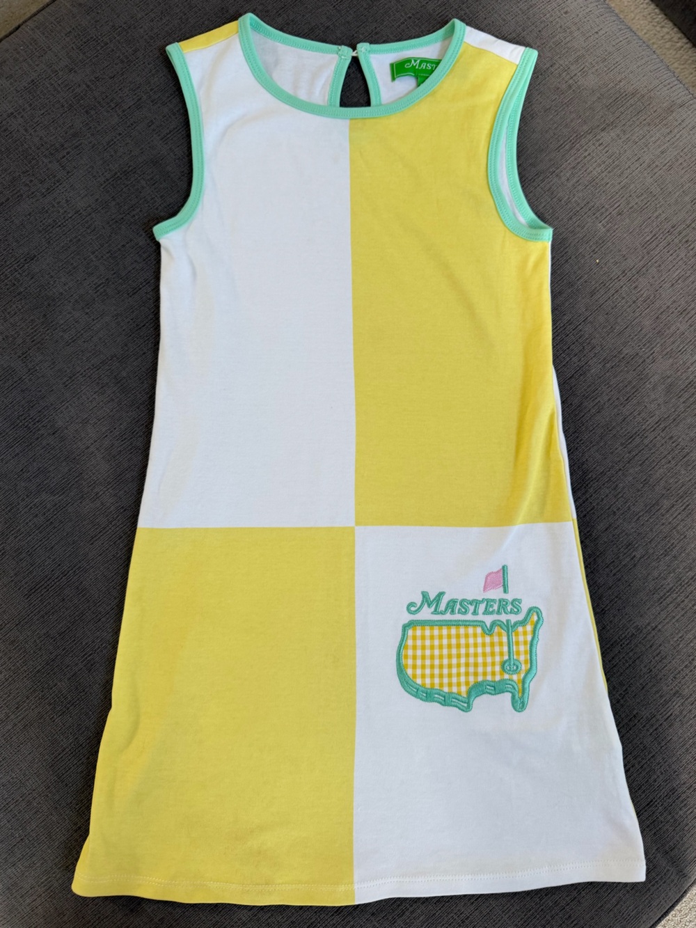 Masters Yellow, White & Mint Girls' Colorblock Tank Dress